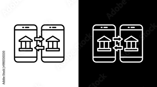 In-App Transfer Outline White Icon Set Design