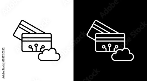 Virtual Card Outline White Icon Set Design