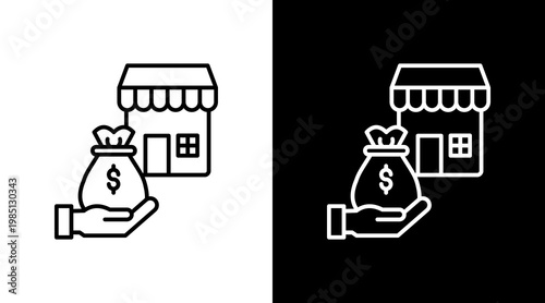 Merchant Financing Outline White Icon Set Design