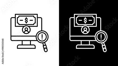 Fraud Detection Outline White Icon Set Design