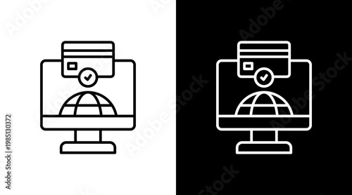Payment Gateway Outline White Icon Set Design
