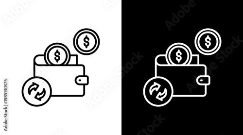 Wallet Cashback Outline White Icon Set Design