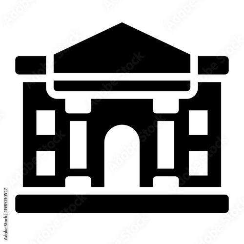 bank glyph icon. financial building. money service. business district.