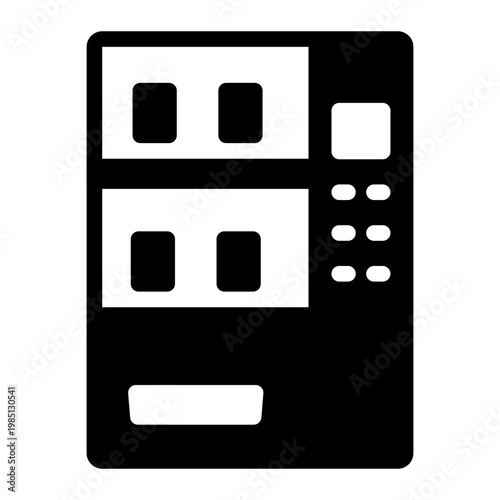 vending machine glyph icon. snack dispenser. automated retail. public lobby.