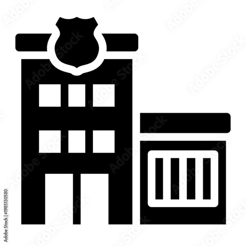 police glyph icon. station building. public safety. law enforcement.
