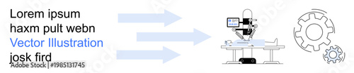 Healthcare innovation, robotic surgery, medical automation, technology concepts, industrial progress, artificial intelligence. A robotic medical device operating on a patient. Robotic surgery