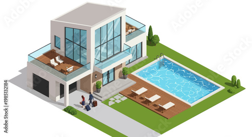 Luxurious Modern House with Swimming Pool and Landscaped Garden.