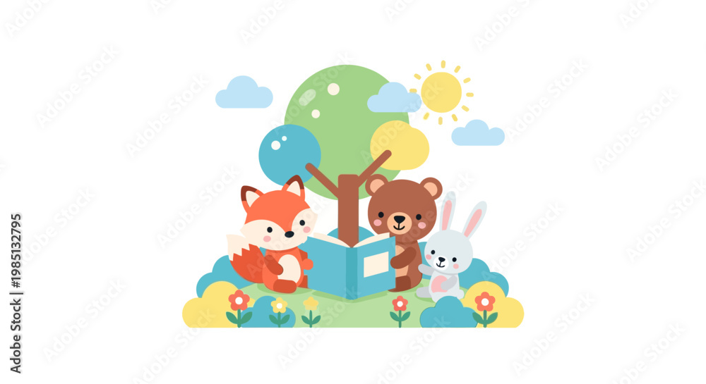 Obraz premium Cartoon Fox and Bear.