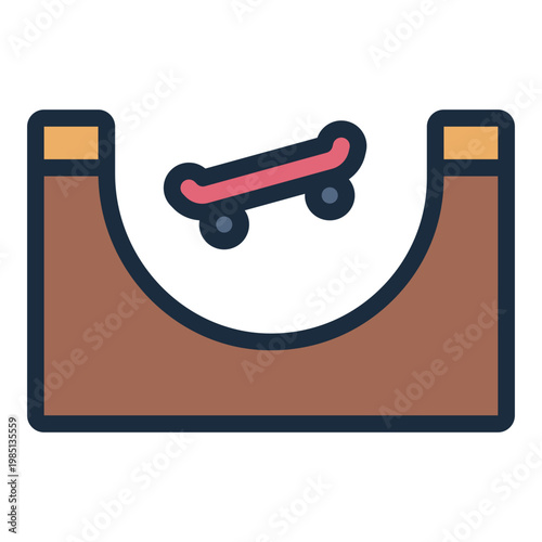 skate park filled line icon. ramp facility. extreme sports. urban park.