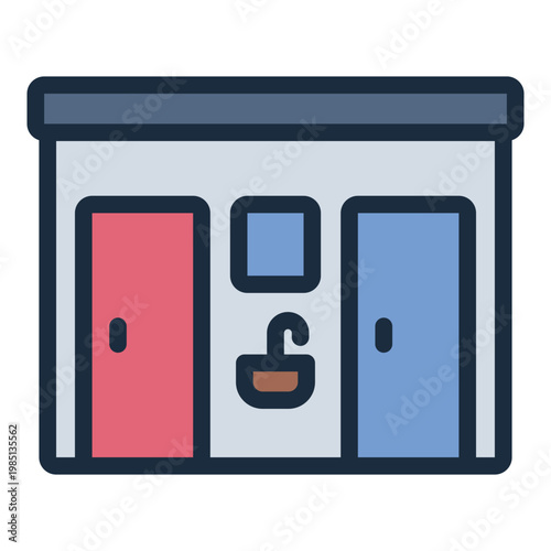 public toilet filled line icon. restroom facility. hygiene station. park amenity.