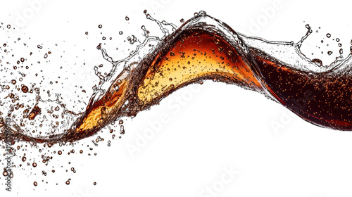 A vibrant wave of orange and yellow particles on transparent background