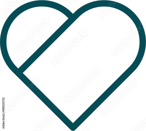 Minimalist Teal Line Art Heart Icon Symbol