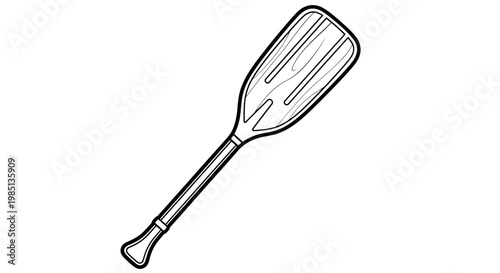 Rowboat Oar Paddle Illustration - Simple Line Drawing, Isolated on White