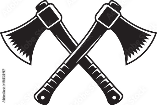 Two crossed battle axes symbolizing strength and readiness for combat.