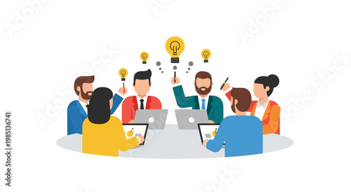 Business people brainstorming ideas together.