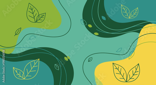 Eco abstract shapes background shows environmental plant health concept in flat design