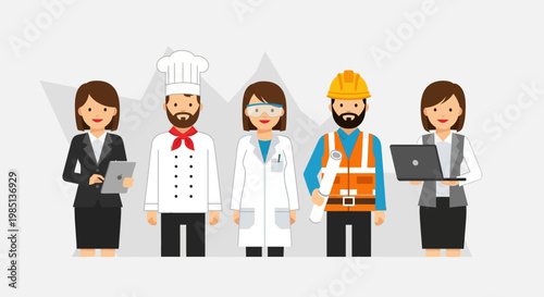 Diverse Professionals in Various Occupations.