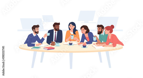 Diverse group of people meeting.