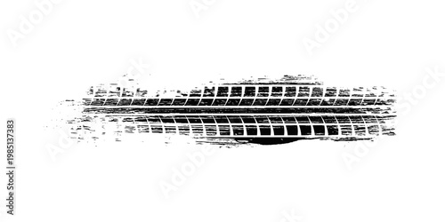 Black tire marks on road, Black rubber tire marks and tread marks, Tire trace track wheels texture and background, Auto tire tread grunge. Eps10