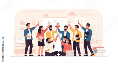 Diverse group of happy people.