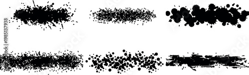 Black grunge splatter border edges vector art collection