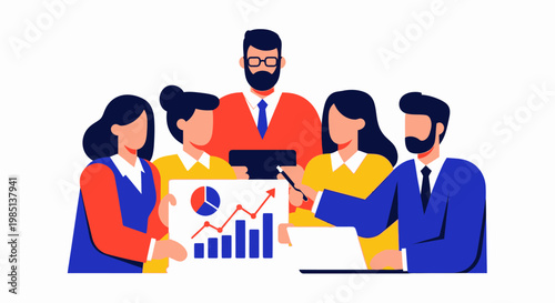 Business Team Discussing Data Chart.