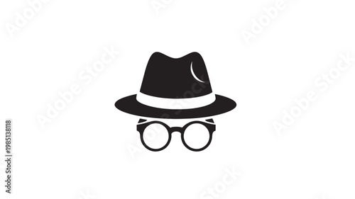Spy icon fedora hat and glasses anonymous agent espionage concept vector illustration