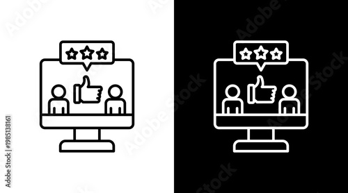 Online Review Outline White Icon Set Design