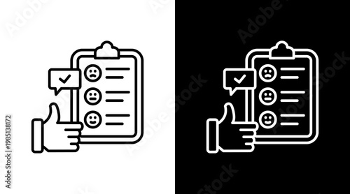 Feedback Form Outline White Icon Set Design