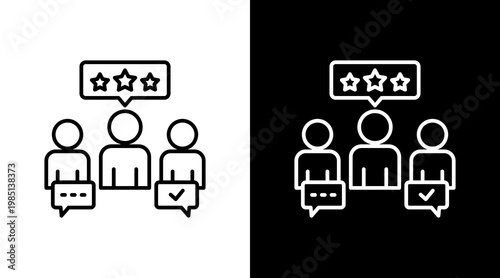 User Opinion Outline White Icon Set Design