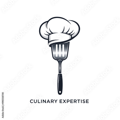 Culinary Expertise Chef Hat Spatula Logo Design.