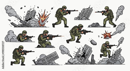 Military Battle Soldiers War Combat Action Scene