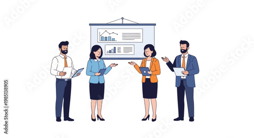Business people standing in office.