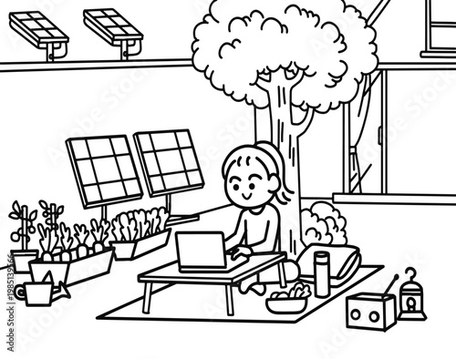 Sustainable Eco-Friendly Workspace in the Garden