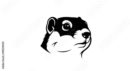 Stylized Silhouette Head of a Groundhog or Marmot