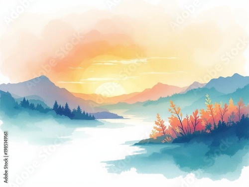 Warm Sunset Gradient Watercolor Minimal Presentation Background