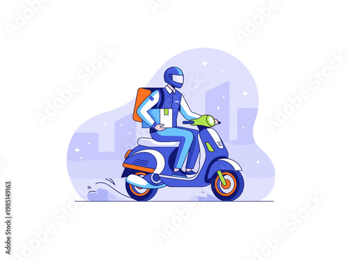 Fast and convenient urban delivery service by a professional scooter courier ensuring quick package transport
