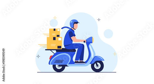 Reliable package delivery by a dedicated rider on a modern scooter ensuring quick service