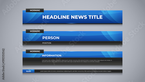template news lower third with set blue color for television and stream channel
