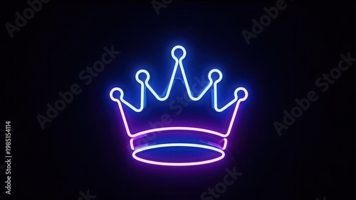Vibrant neon glowing crown illustration against a dark background symbolizing royalty and prestige