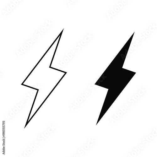 Thunderbolt Symbol Collection Minimal Flash Icons Black and White