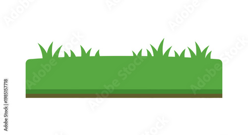 Simple green grass patch cartoon illustration with ground layer