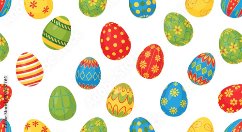Colorful Easter Eggs Pattern, Spring Holiday Celebration, Festive Decoration