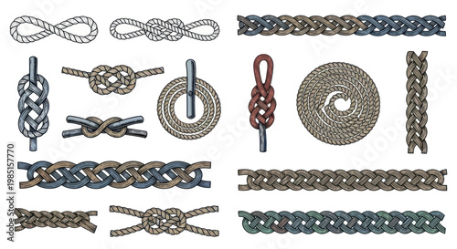 Collection of Nautical Knots, Braids, and Rope Patterns