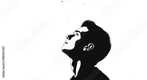 Man Looking Up to the Stars in a Dramatic Silhouette