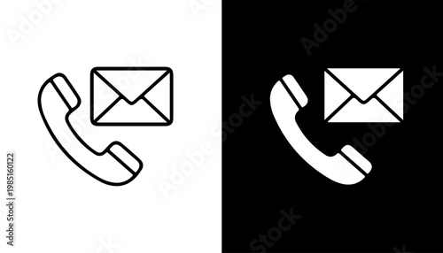 Communication Icons: A minimalistic depiction of communication, juxtaposing a telephone receiver and an envelope icon, symbolizing contact and correspondence