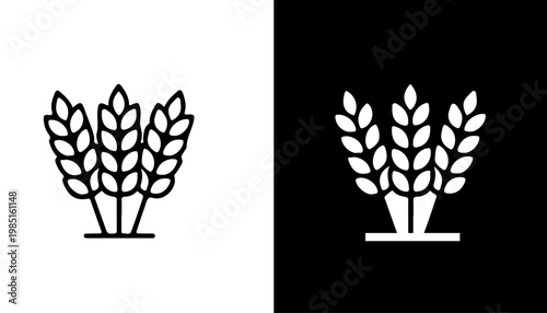 Wheat Icons: A pair of wheat icons, rendered in a striking minimalist style, symbolize abundance and the essence of nourishment and growth. The icons is designed to represent concepts of food.