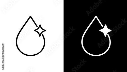 Canvastavla Pure Water Emblem: A minimalist and elegant emblem of a water droplet, symbolizing purity and clarity, paired with a sparkling star that adds a touch of radiance