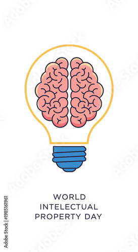 Celebrating World Intellectual Property Day with a Symbol of Innovation and Creativity Represented by a Lightbulb Brain