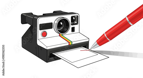 Instant Camera Art with Pen Drawing on Photo